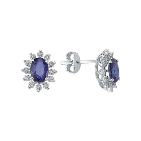 1,18 Karat Pırlantalı Safir Küpe