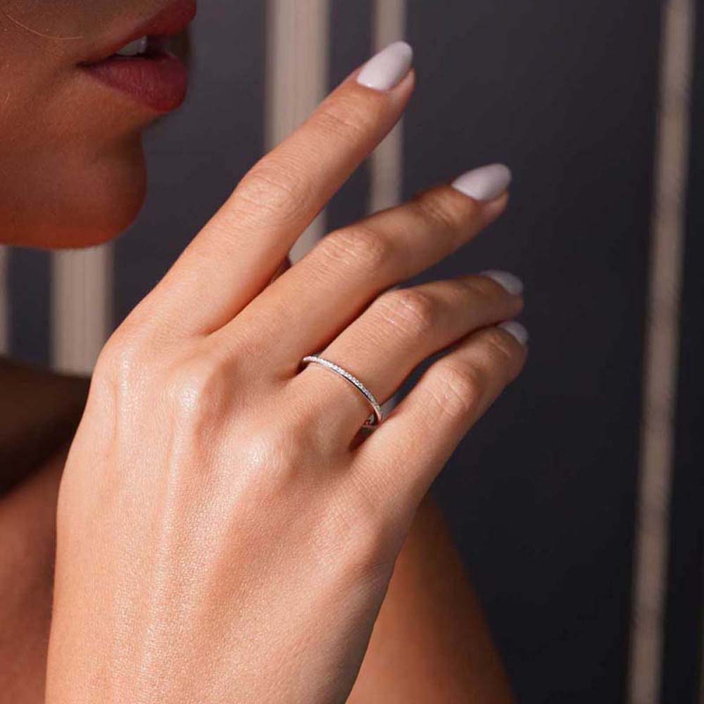 0.09 Karat Pırlanta Yarım Tur Yüzük - YRTR00106