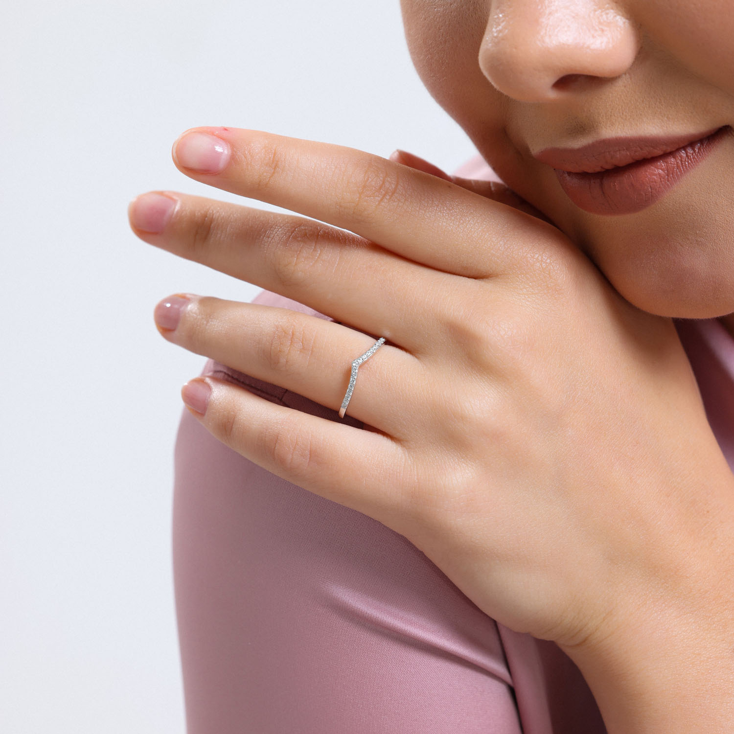 0.11 Karat Pırlanta Yarımtur Yüzük - YRTR3673