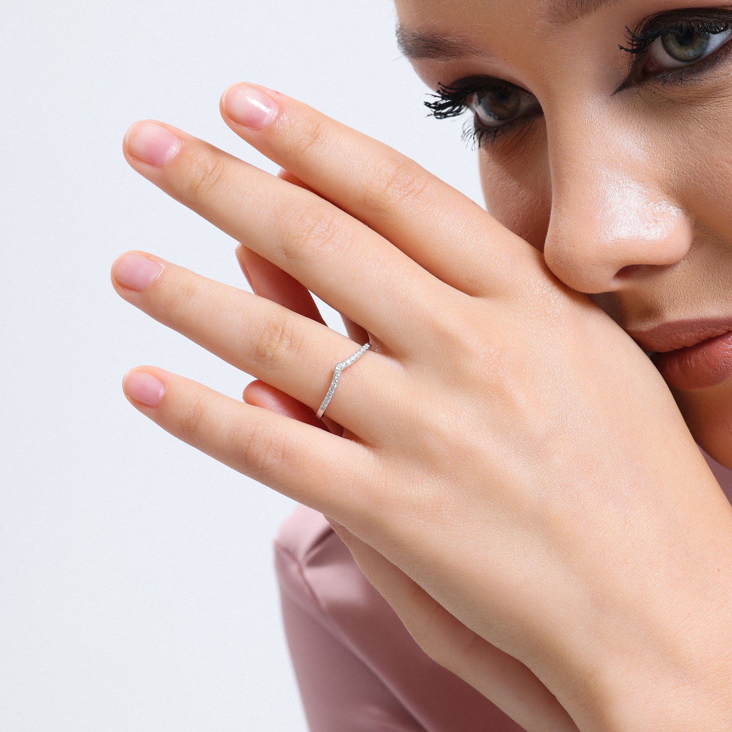 0.11 Karat Pırlanta Yarımtur Yüzük - YRTR3673