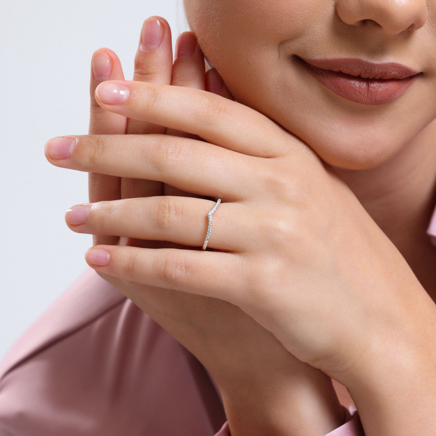 0.11 Karat Pırlanta Yarımtur Yüzük - YRTR3673