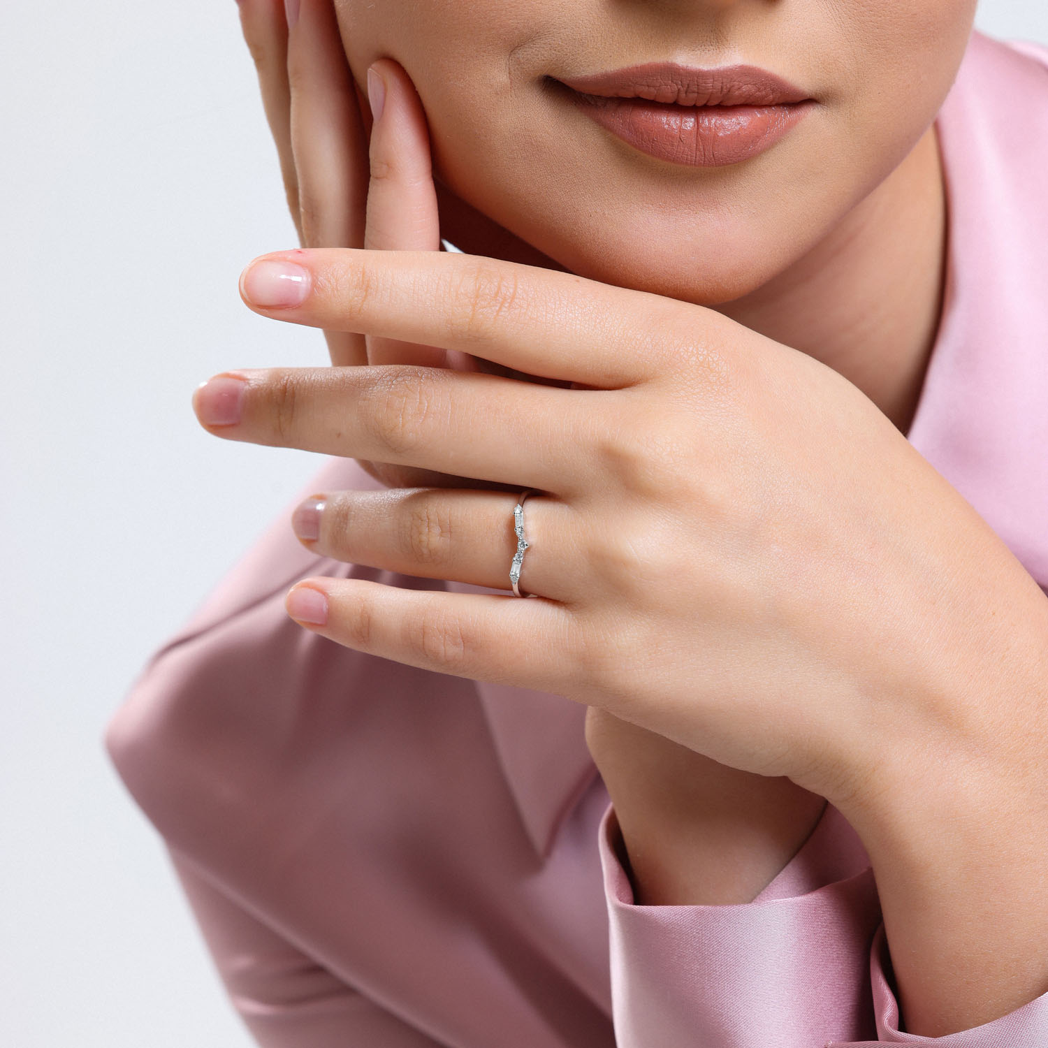 0.12 Karat Pırlanta Yarımtur Yüzük - YRTR1254