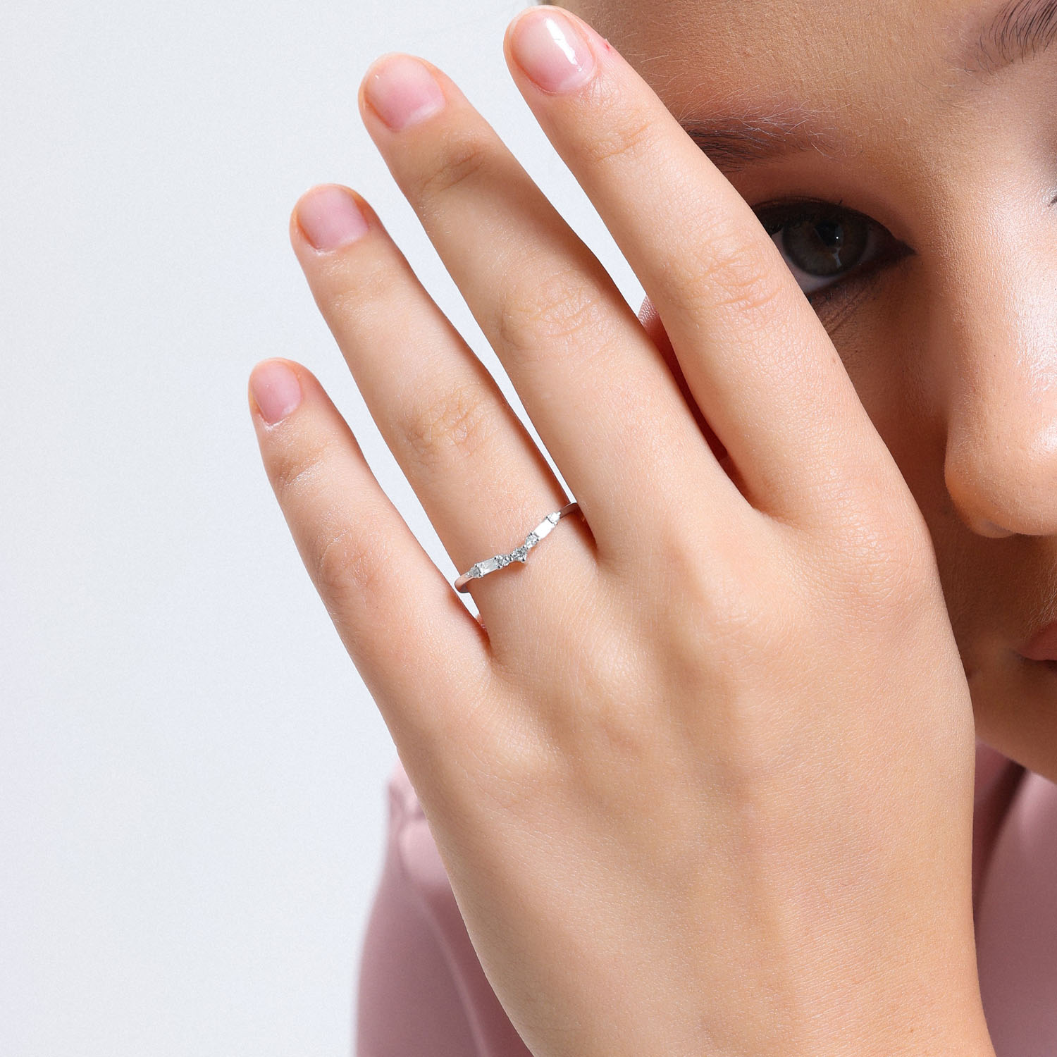 0.12 Karat Pırlanta Yarımtur Yüzük - YRTR1254