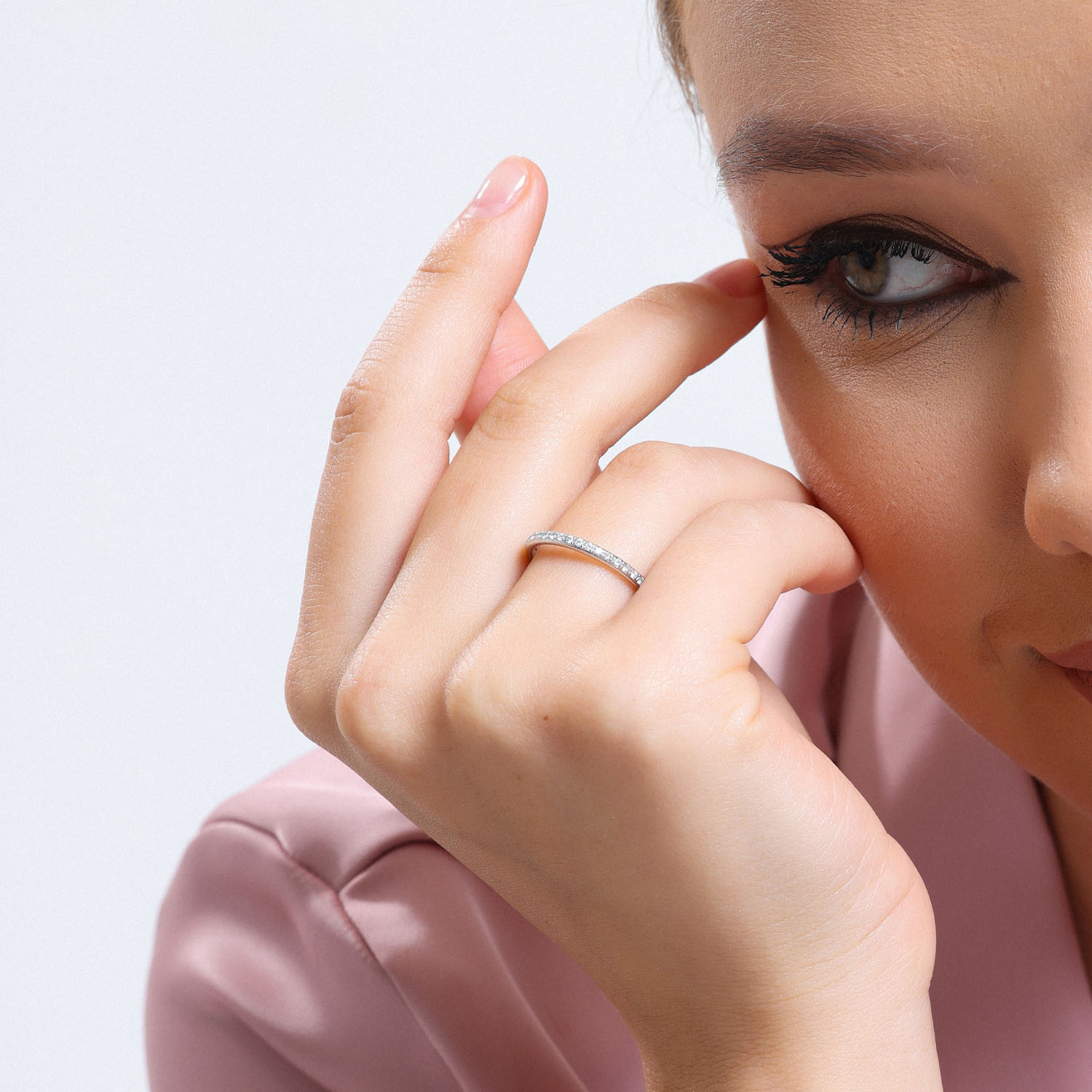 0.12 Karat Pırlanta Yarımtur Yüzük - YRTR1502-1B