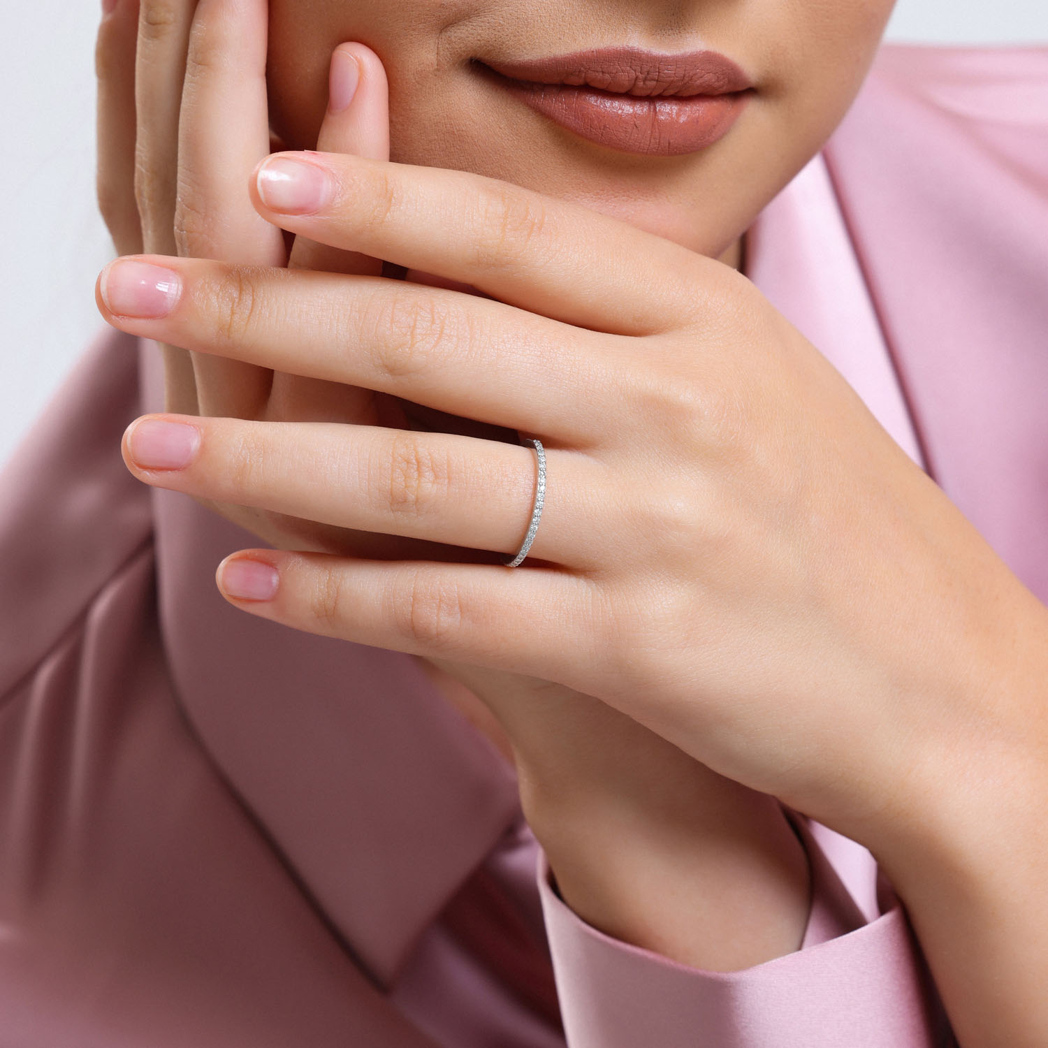 0.14 Karat Pırlanta Yarımtur Yüzük - YRTR0998-1B