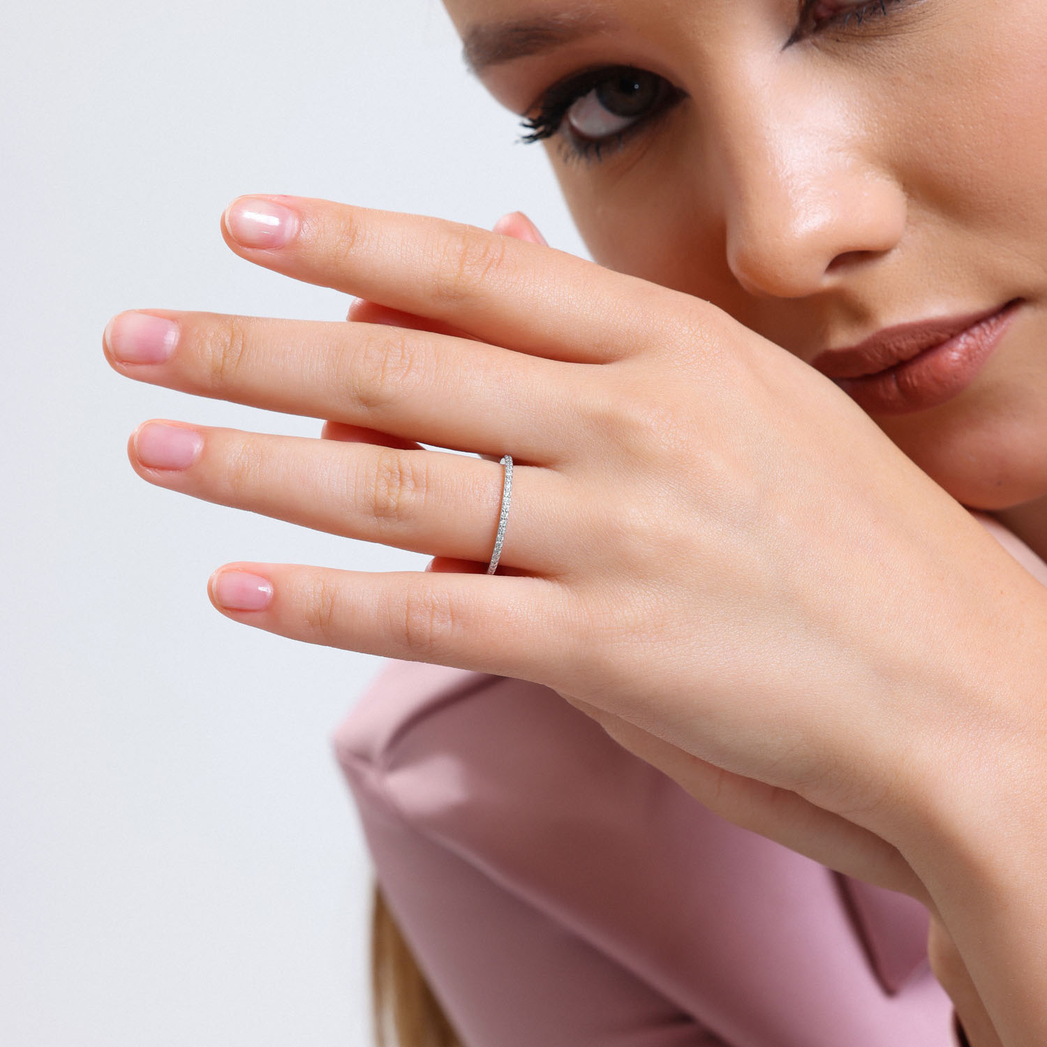 0.14 Karat Pırlanta Yarımtur Yüzük - YRTR0998-1B