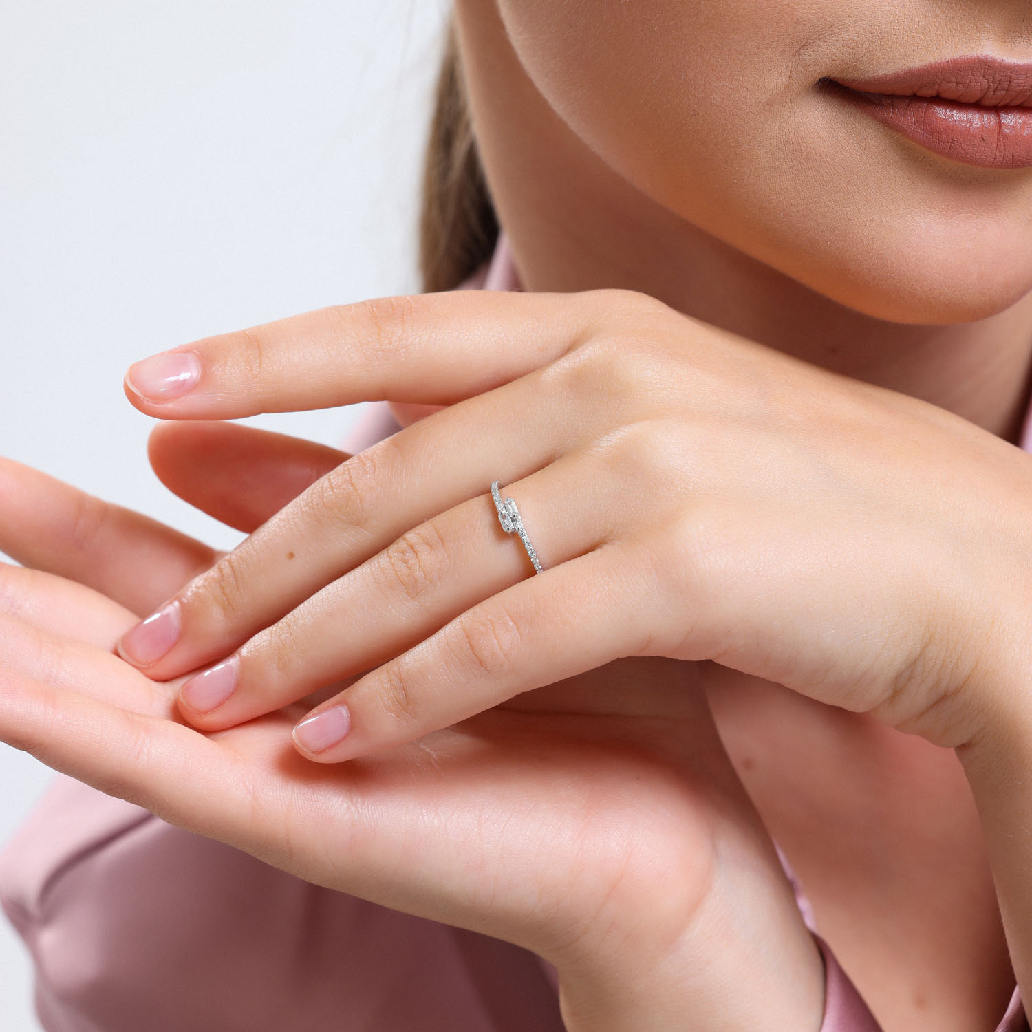 0.16 Karat Pırlanta Yarımtur Yüzük - YRTR1274