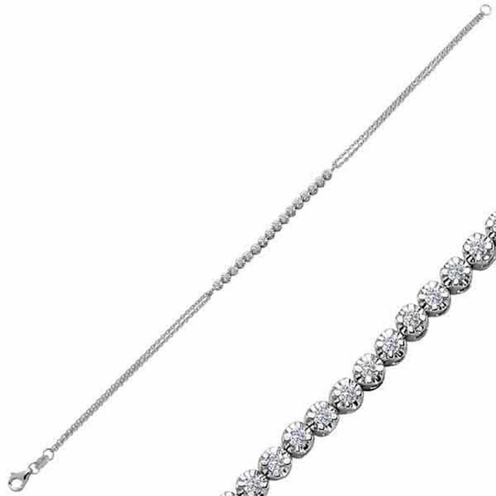 0,16 Karat Pırlanta Zincirli Su Yolu Bileklik - B004234