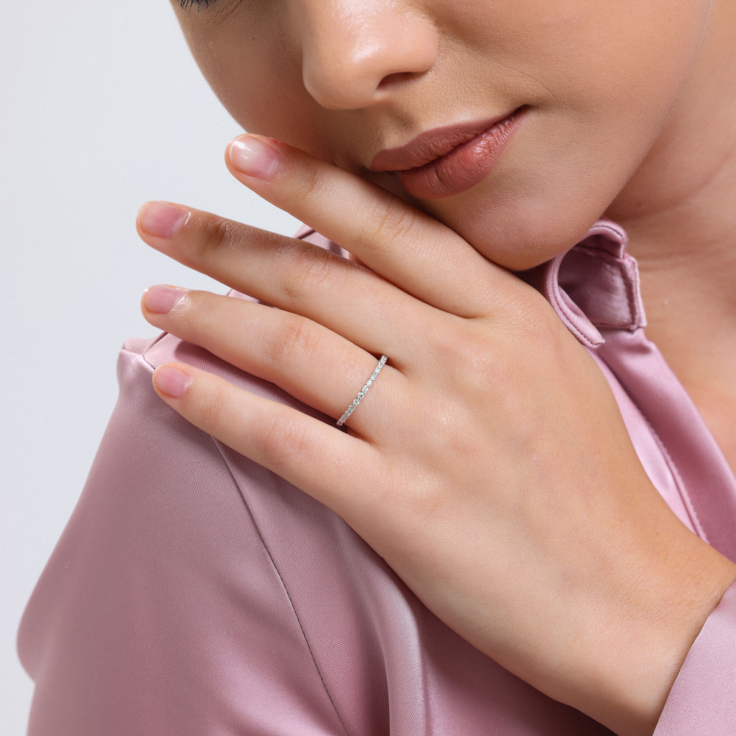 0.18 Karat Pırlanta Yarımtur Yüzük - YRTR0979