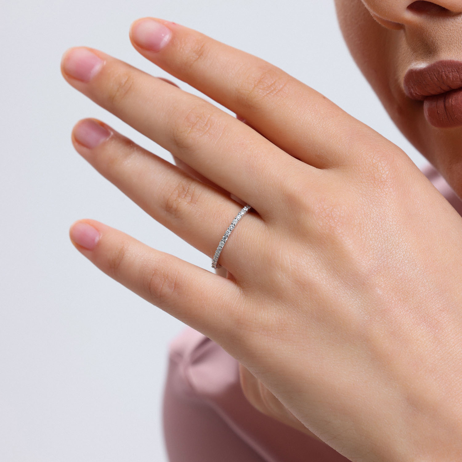 0.18 Karat Pırlanta Yarımtur Yüzük - YRTR0979