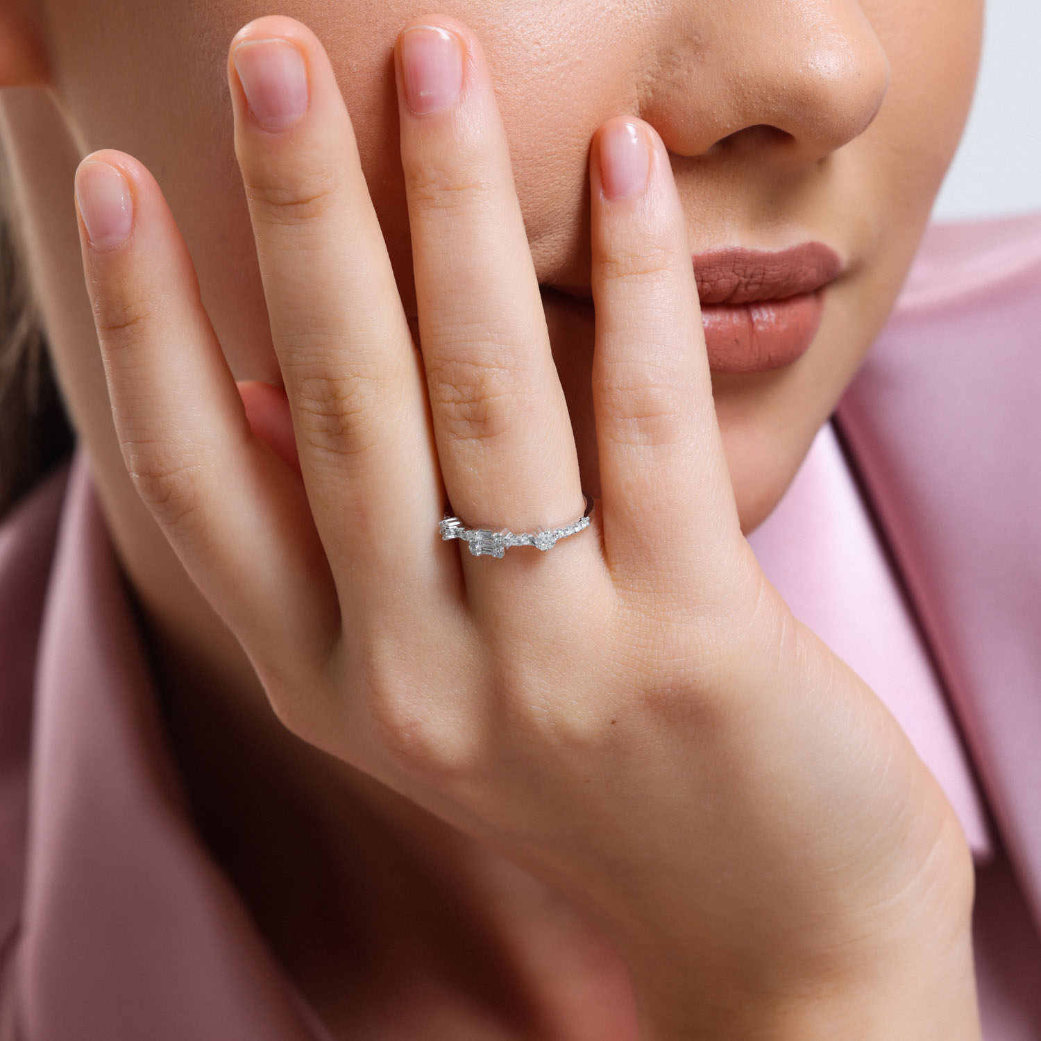 0.19 Karat Pırlanta Yarımtur Yüzük - YRTR2804