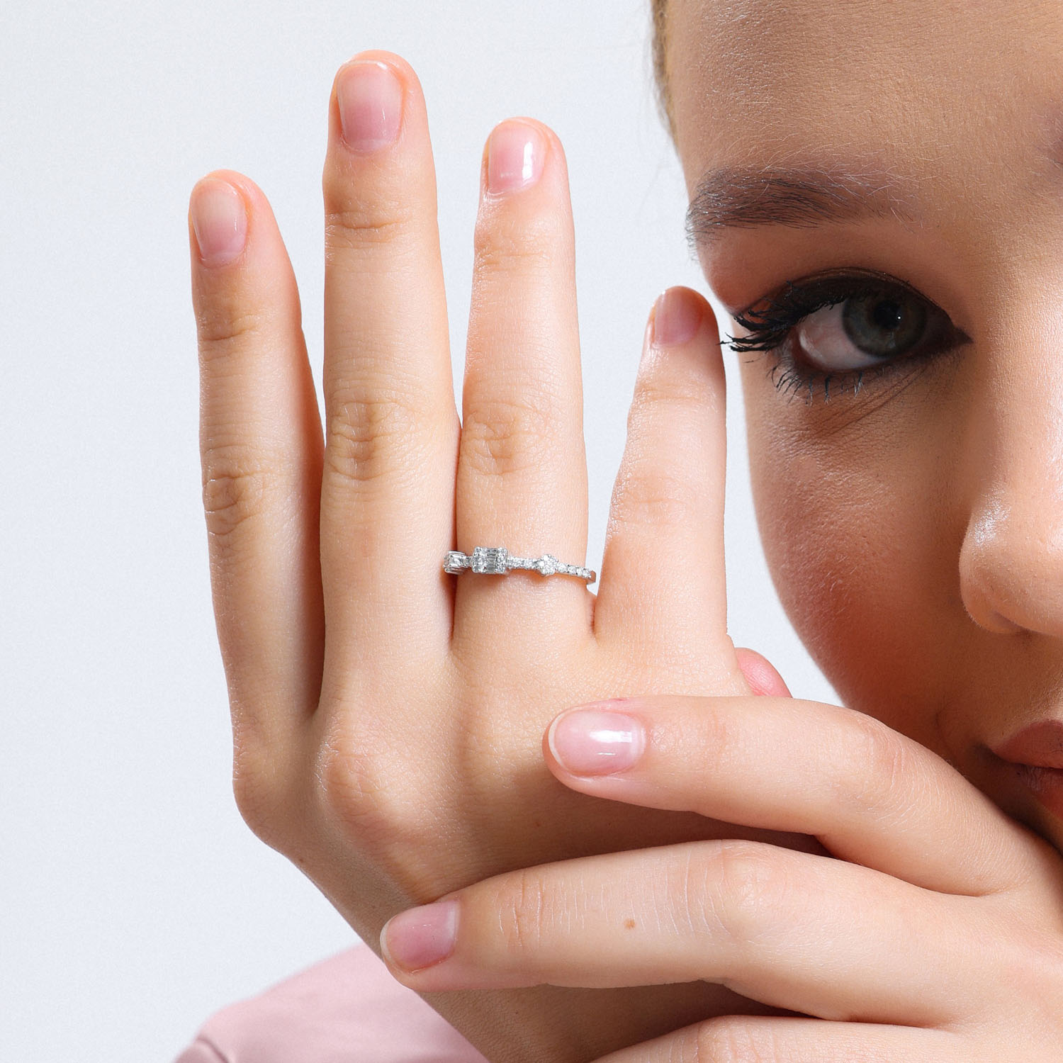 0.19 Karat Pırlanta Yarımtur Yüzük - YRTR2804