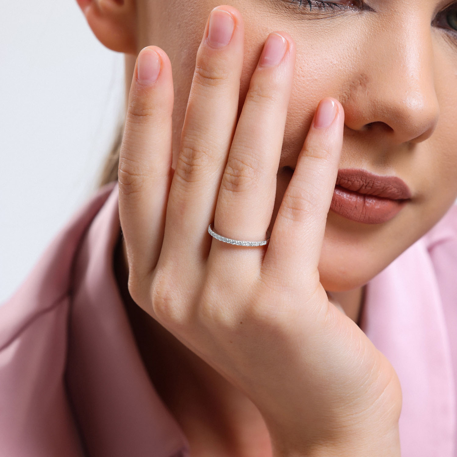 0.21 Karat Pırlanta Yarımtur Yüzük - YRTR0999-2B