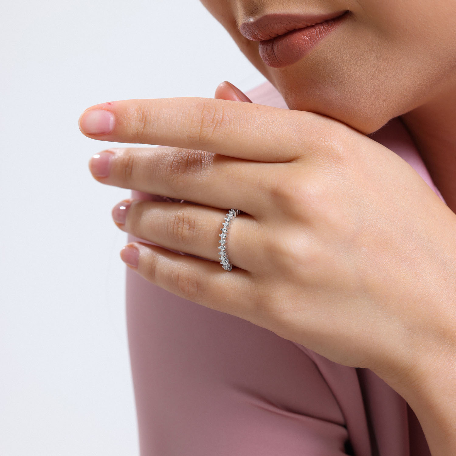 0.22 Karat Pırlanta Yarımtur Yüzük - YRTR1483