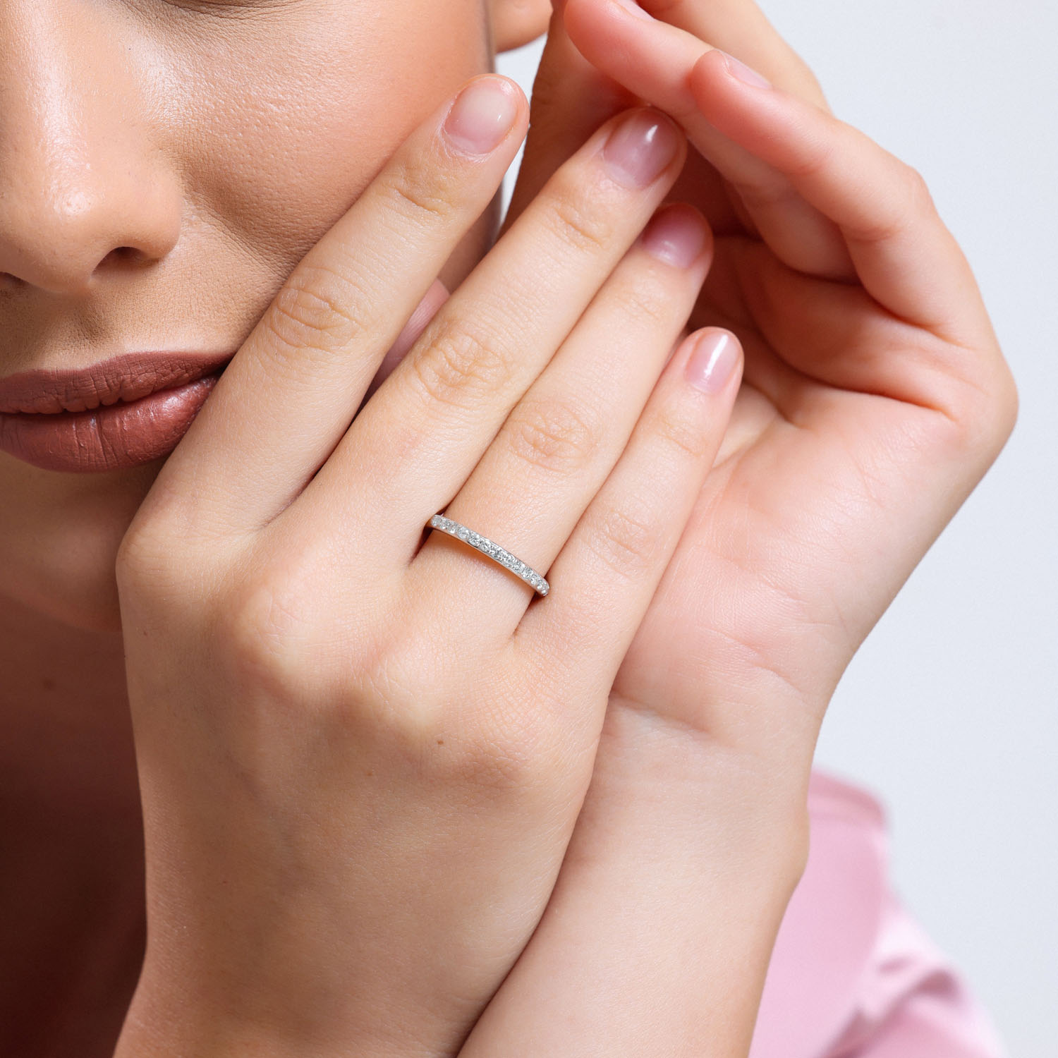 0.25 Karat Pırlanta Yarımtur Yüzük - YRTR1503-2B