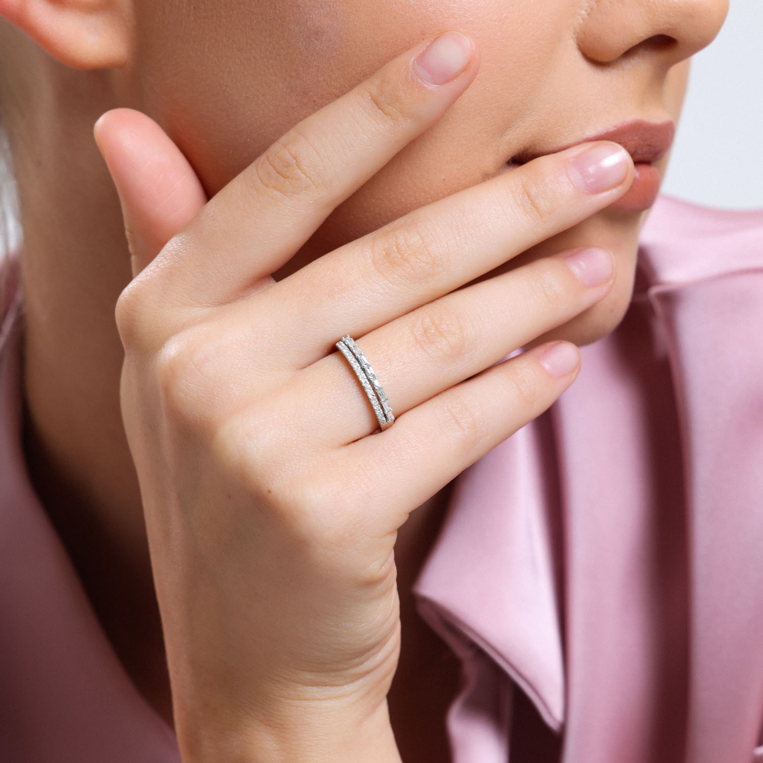 0.25 Karat Pırlanta Yarımtur Yüzük - YRTR2362