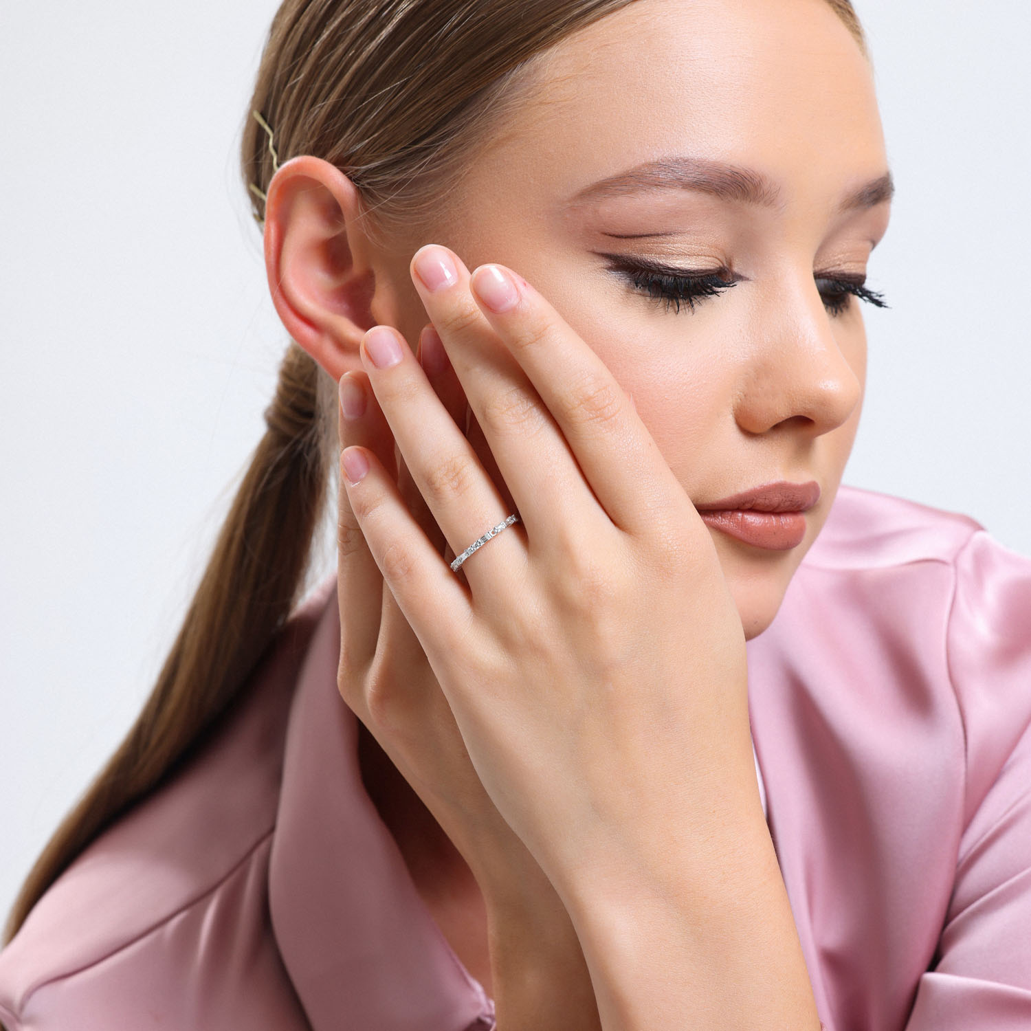 0.28 Karat Pırlanta Yarımtur Yüzük - YRTR1006