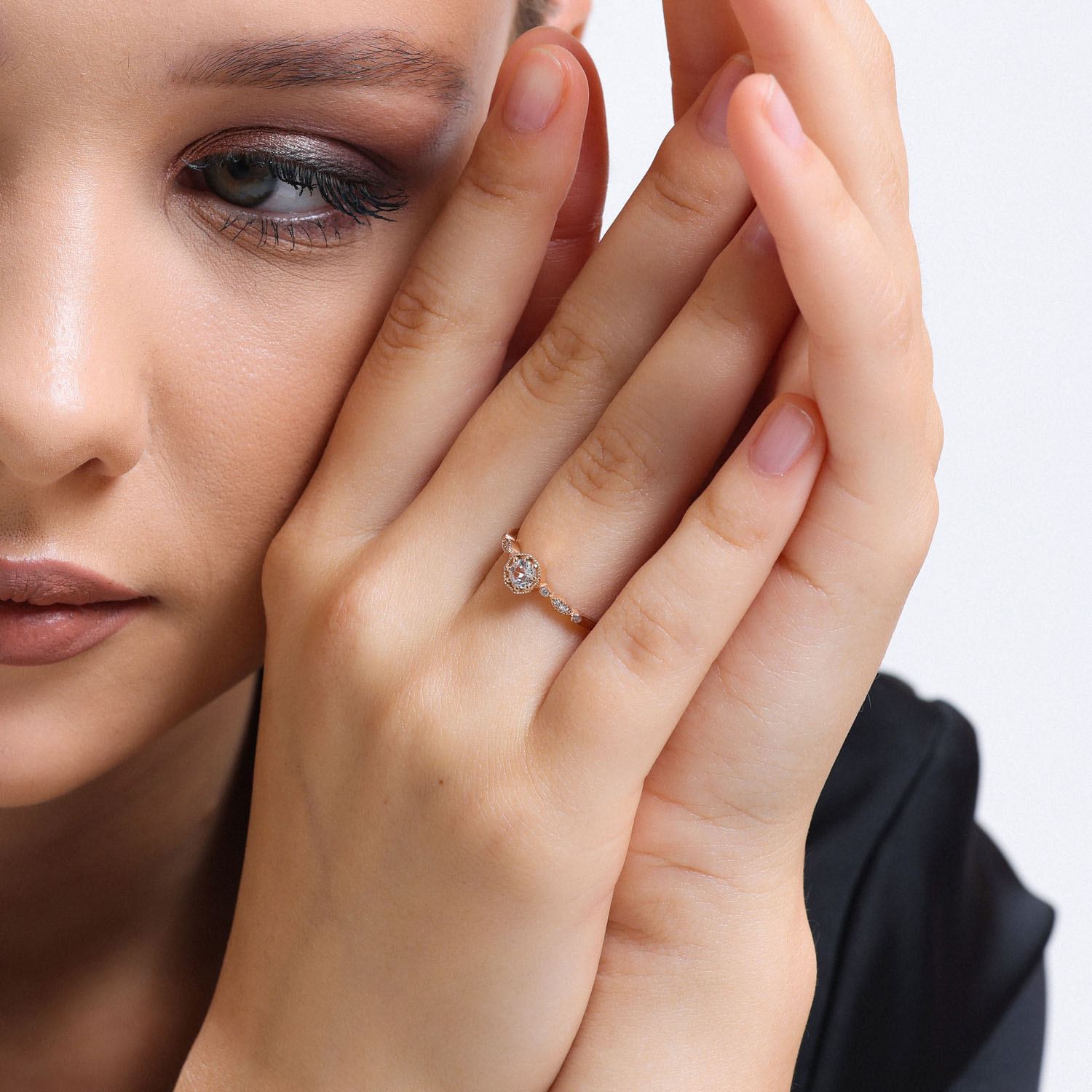 0.31 Karat Pırlantalı Lotus Vintage Yüzük - VNGYZR5002-1