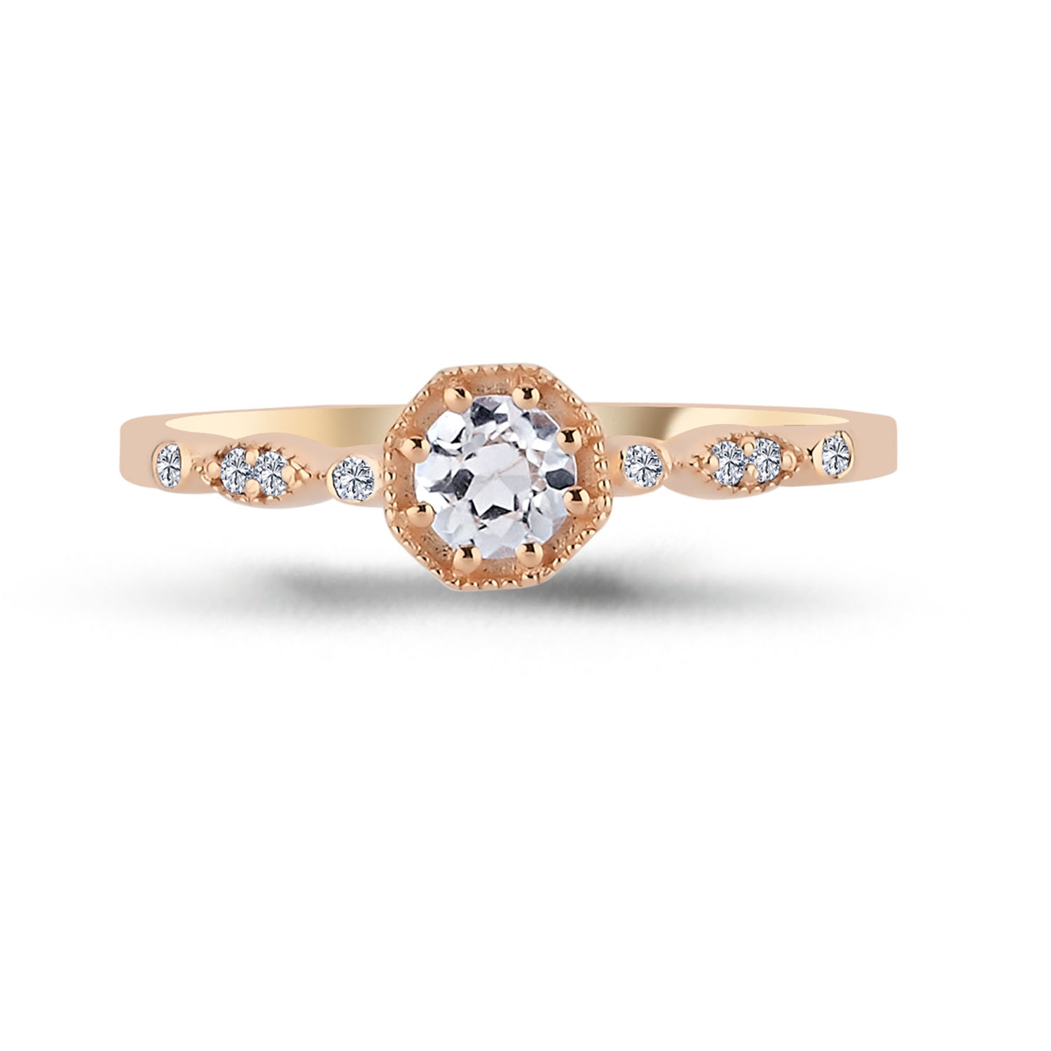 0.31 Karat Pırlantalı Lotus Vintage Yüzük - VNGYZR5002-2