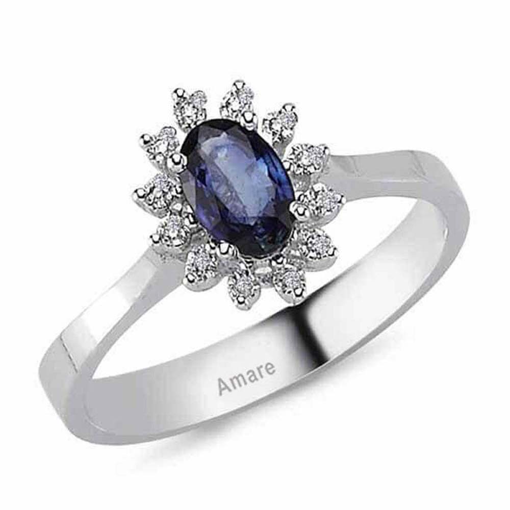 0,57 Karat Pırlantalı Safir Yüzük - B004036