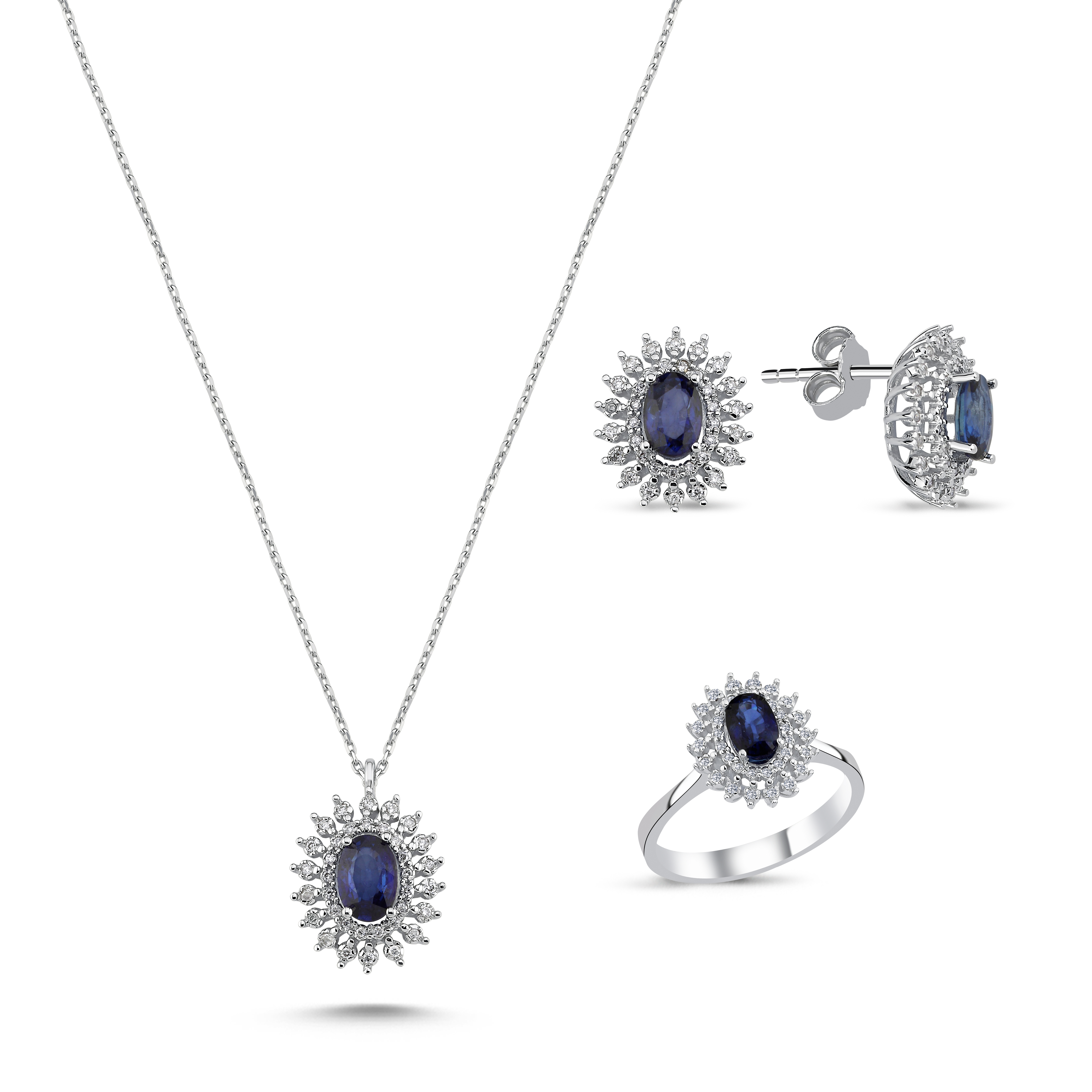 0.64 Karat Pırlanta Safir Kolye  - ANTKL2012