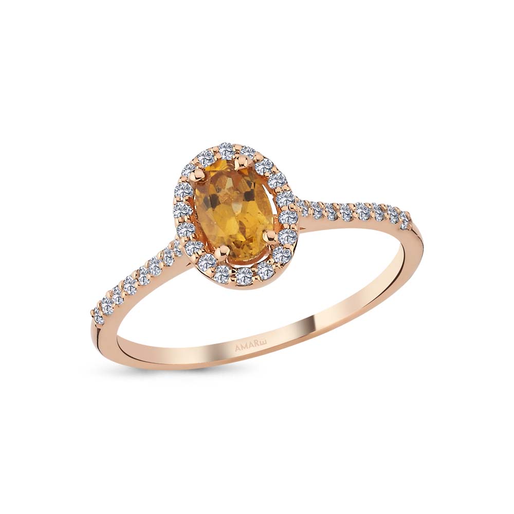 0.65 Karat Pırlantalı Sarı Turmalin Yüzük - ANTY0005