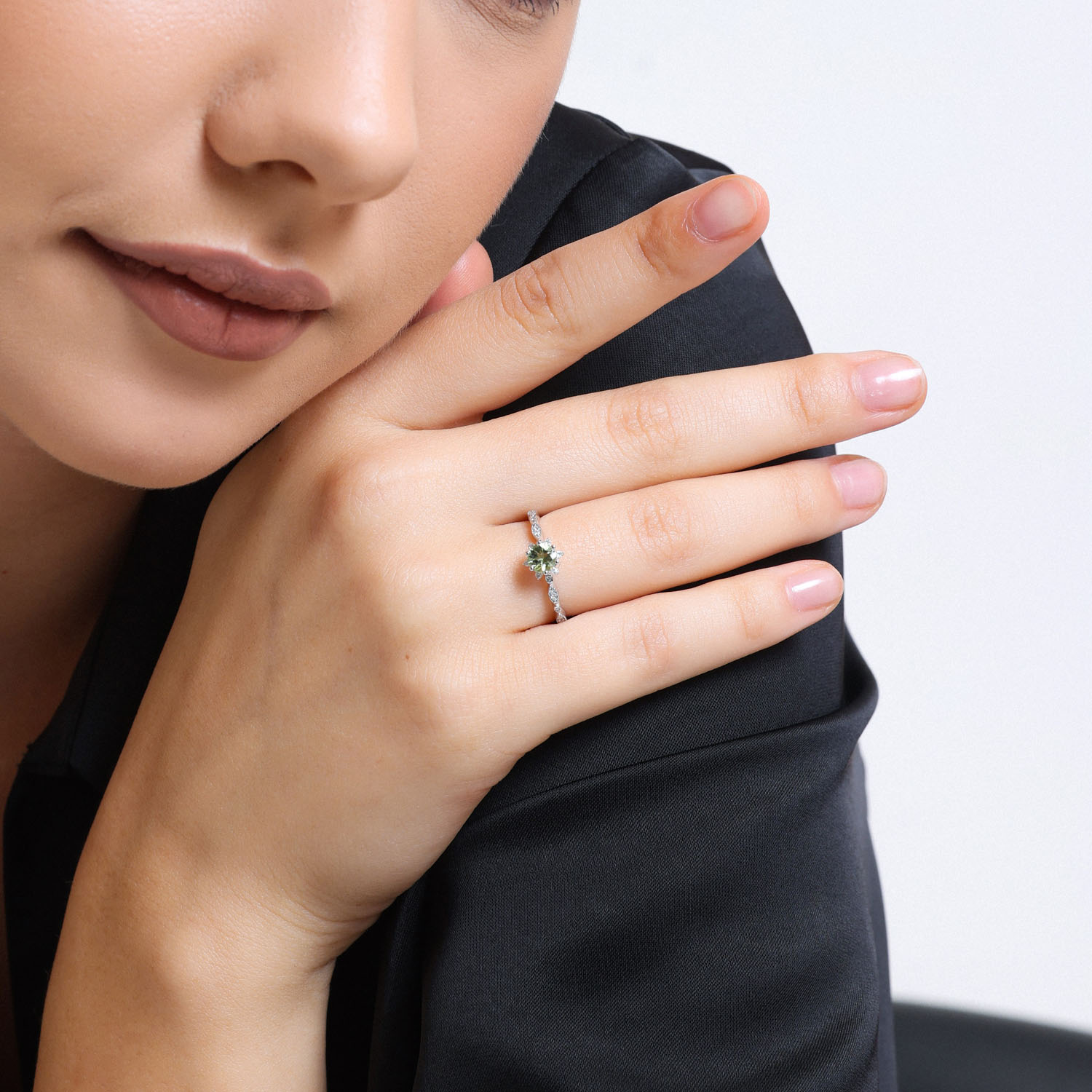 0.74 Karat Pırlantalı Lotus Vintage Yüzük - VNGYZB5003-1