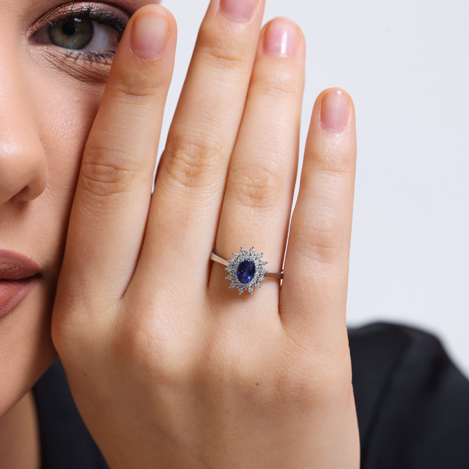 0.75 Karat Pırlanta Safir Yüzük