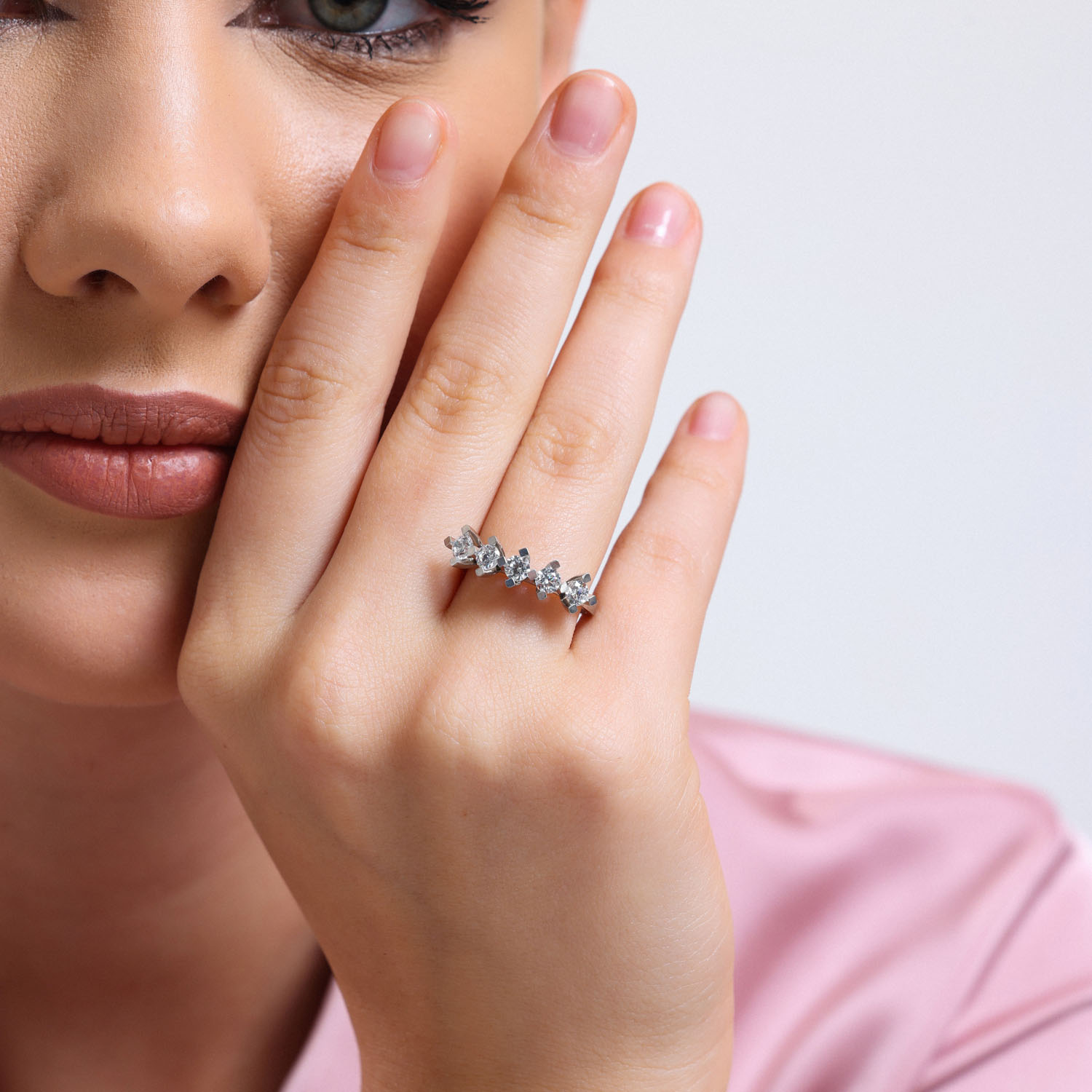 0.80 Karat Pırlanta Beştaş Yüzük  - YA005007-0.80