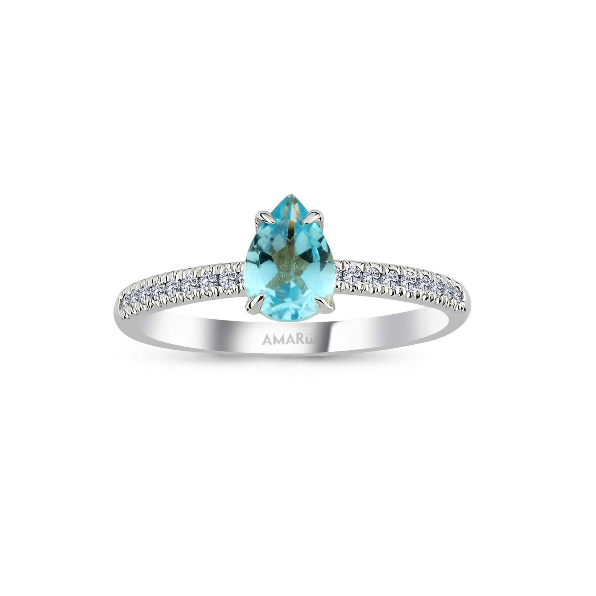 0.91 Karat Pırlantalı Blue Topaz Yüzük - YZ10267X5DML