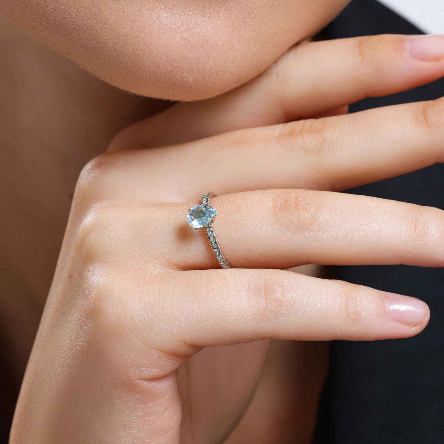 0.91 Karat Pırlantalı Blue Topaz Yüzük - YZ10267X5DML