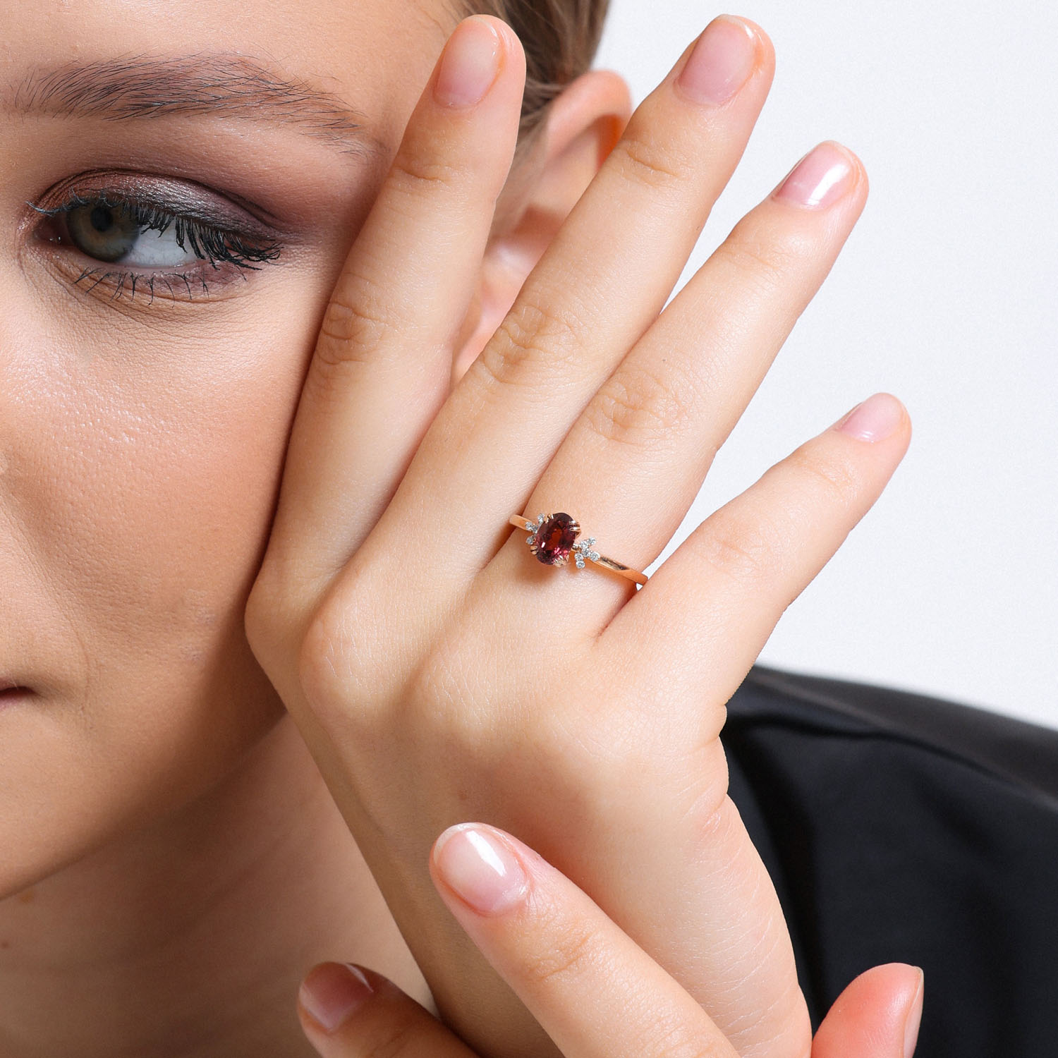 0.94 Karat Pırlantalı Pembe Turmalin Yüzük - YZR90007X5OVL