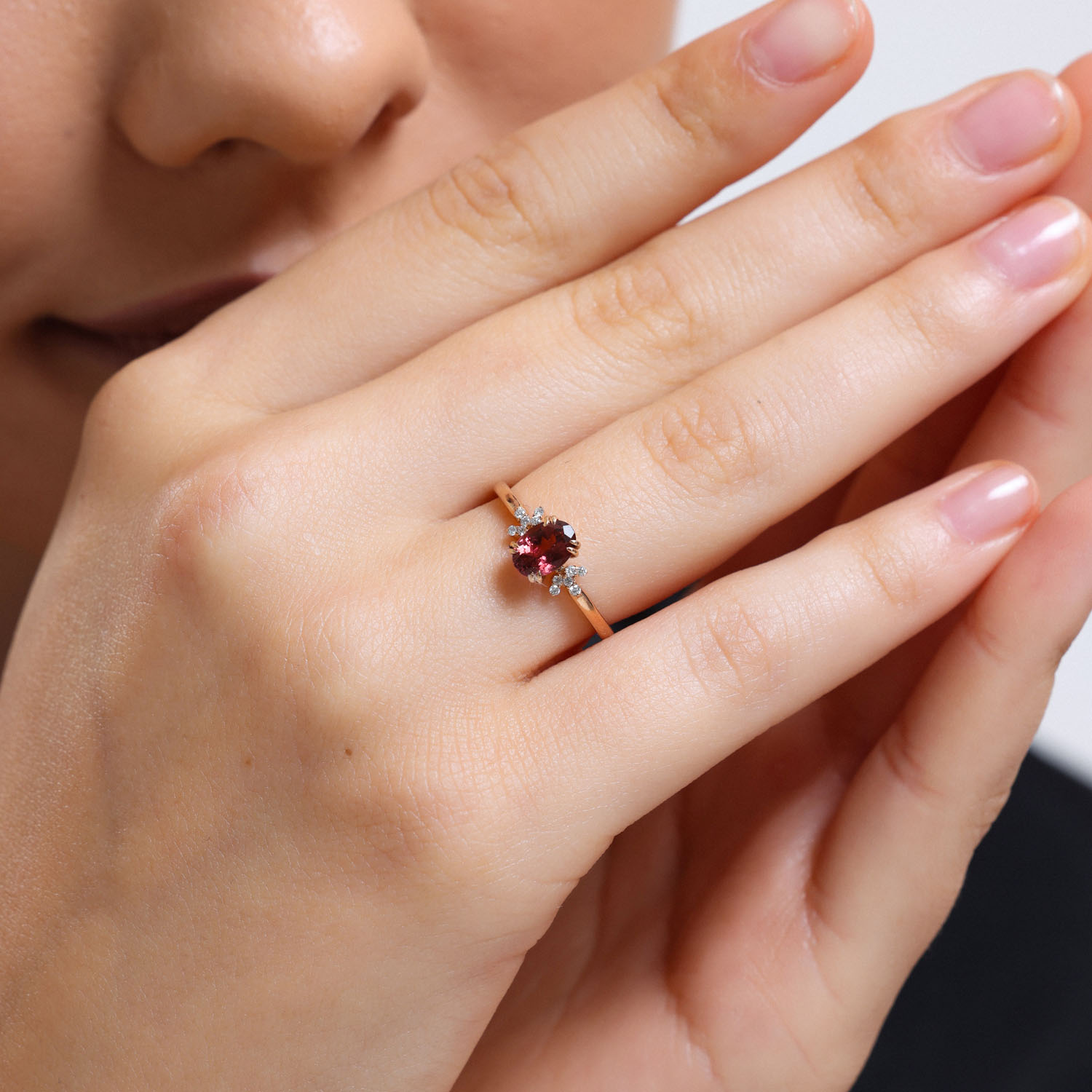 0.94 Karat Pırlantalı Pembe Turmalin Yüzük - YZR90007X5OVL