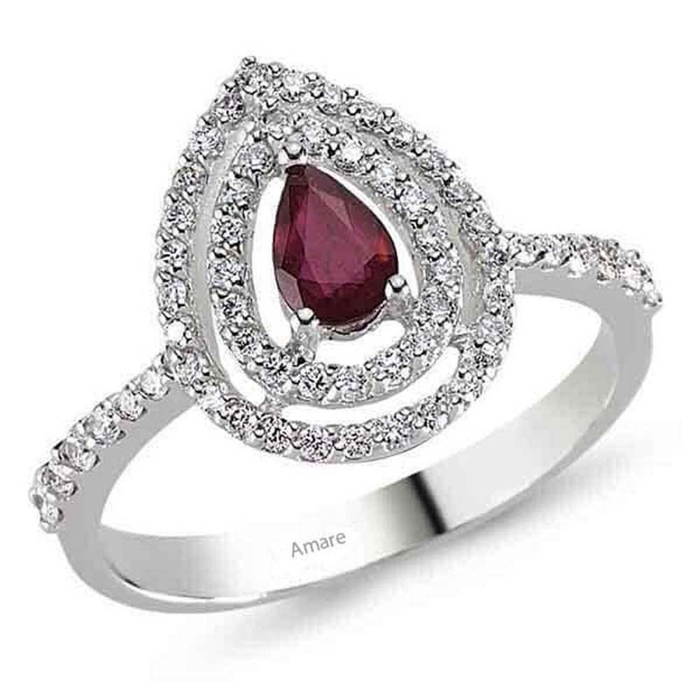 0,99 Karat Pırlantalı Yakut Yüzük - B004050