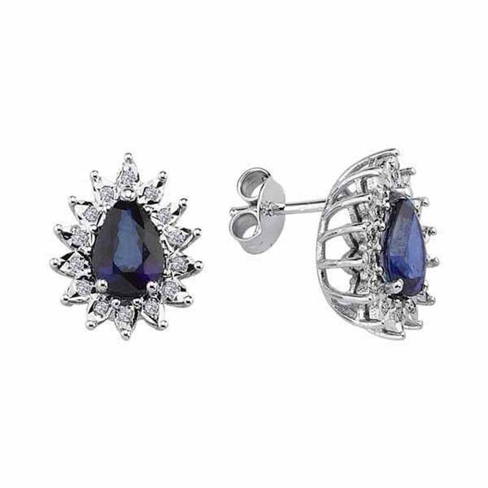 Safir Küpe 1,12 Karat Safirli Pırlanta Küpe - B004192