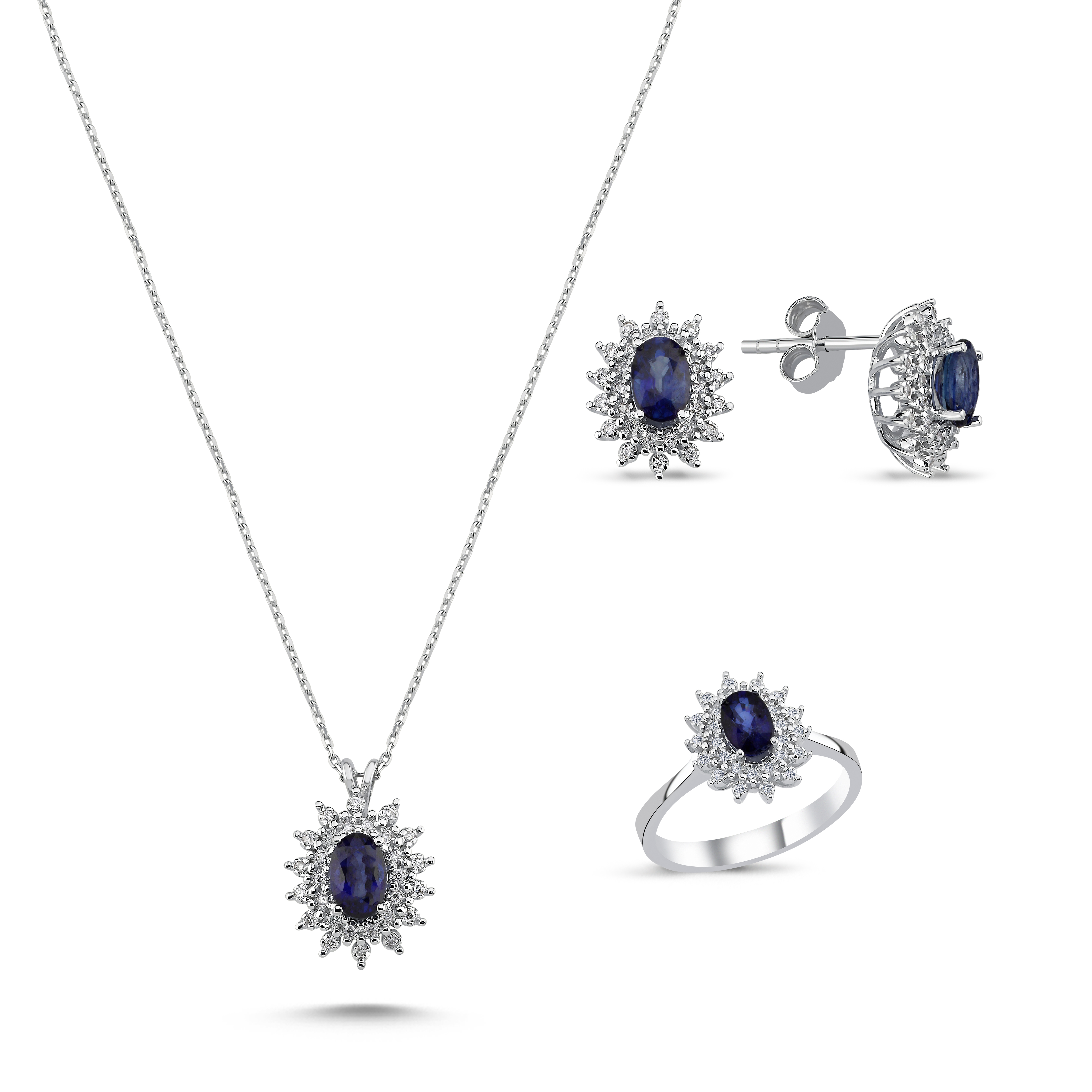 Safir Küpe 1.28 Karat Pırlanta Safir Küpe - ANTKP2012