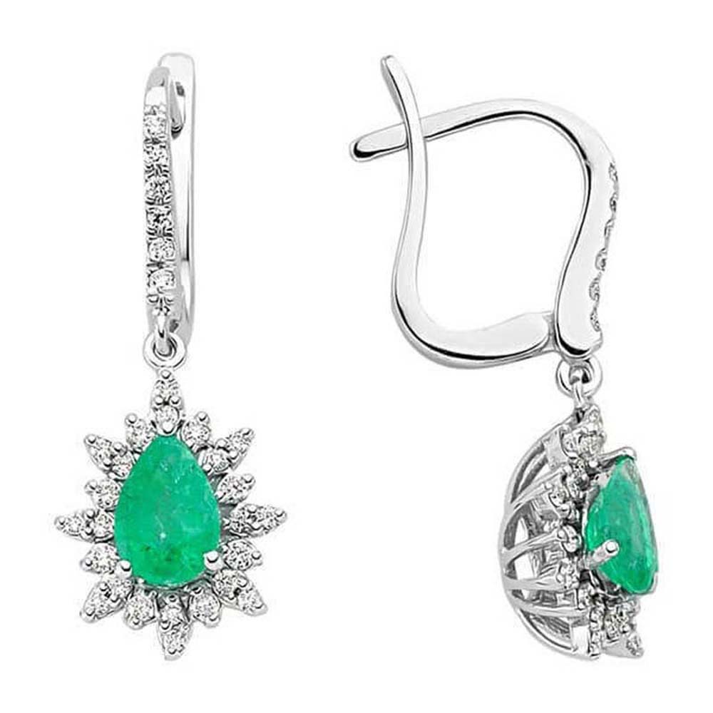 1,50 Karat Pırlantalı Zümrüt Küpe - B004314