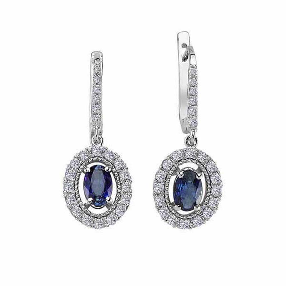 Safir Küpe 1,76 Karat Safirli Pırlanta Küpe - B004196