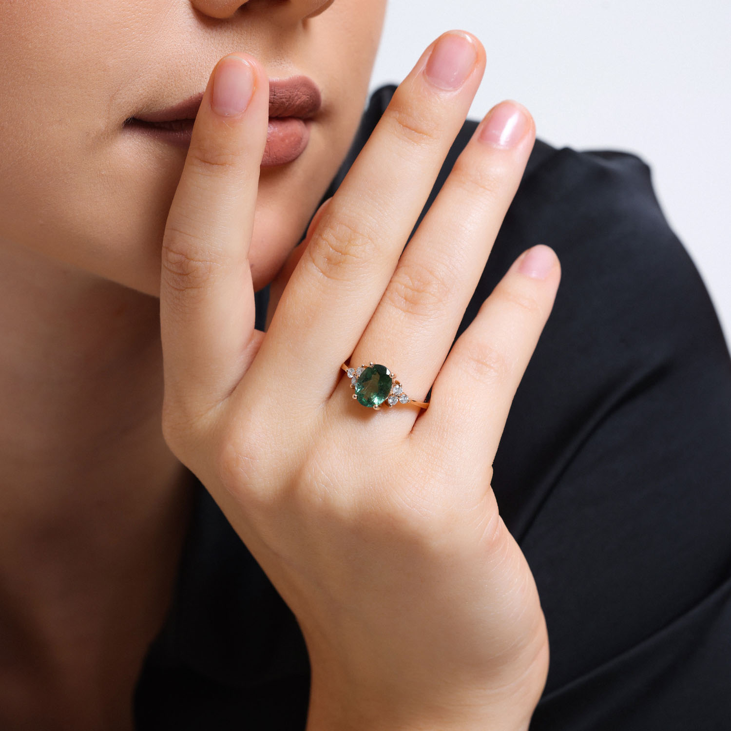 2.02 Karat Pırlantalı Yeşil Turmalin Yüzük - ANTY0003