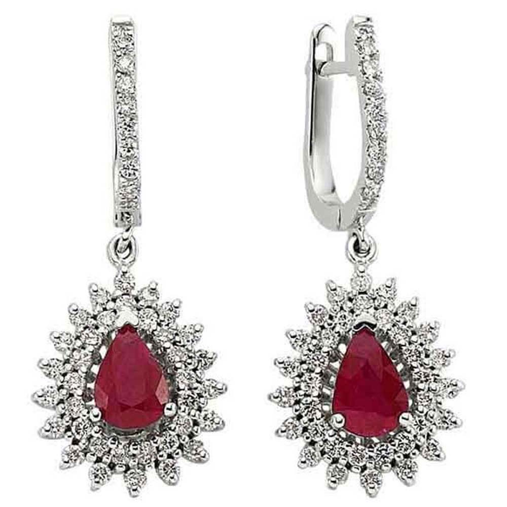 2,32 Karat Yakutlu Pırlanta Küpe - B004203