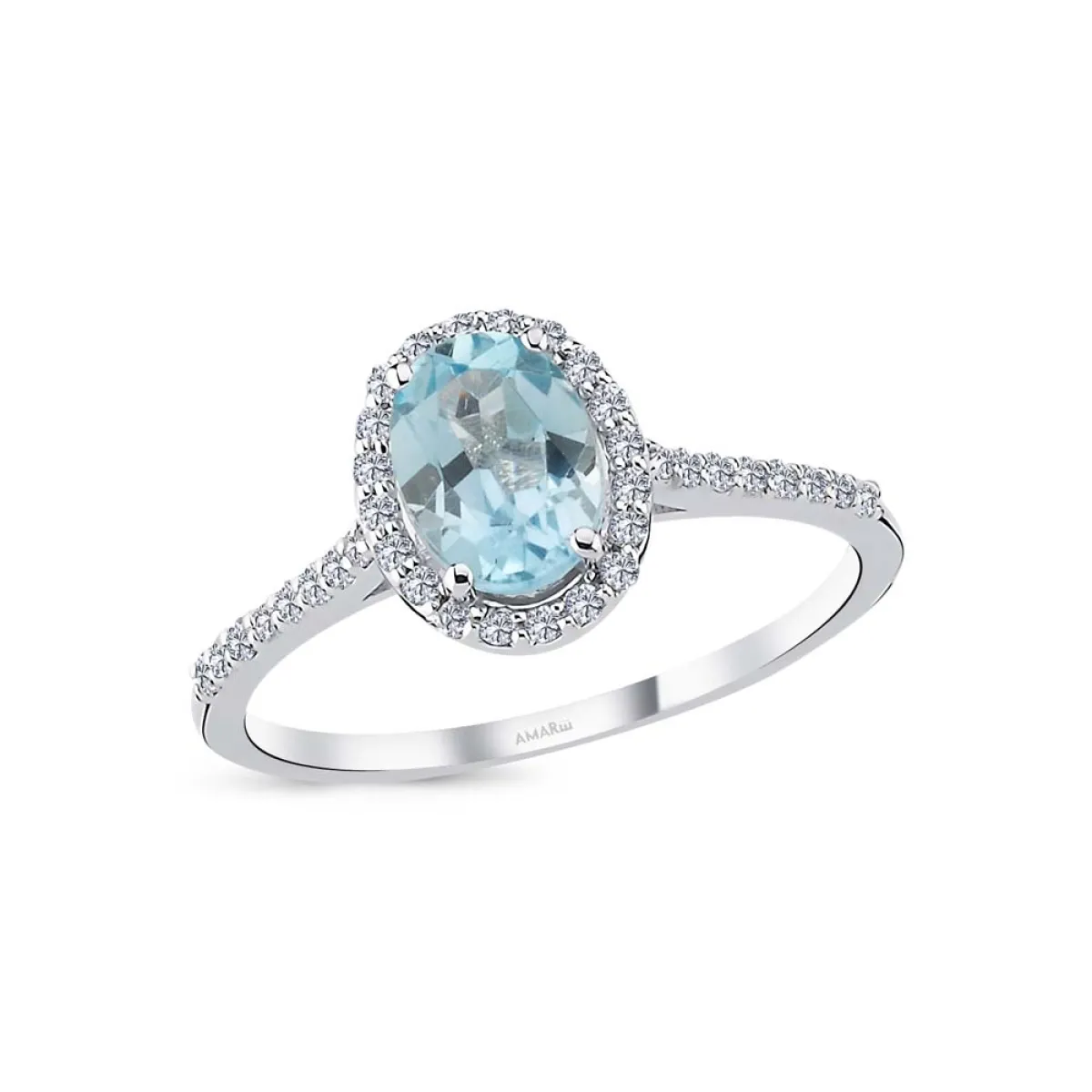 1.37 Karat Pırlantalı Blue Topaz Yüzük